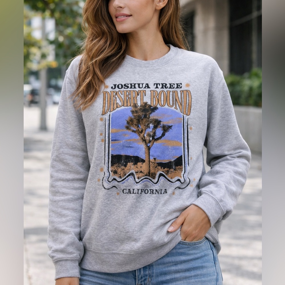 Girl Dangerous Joshua Tree Desert Bound Crewneck Sweatshirt Gray‎ women’s Medium